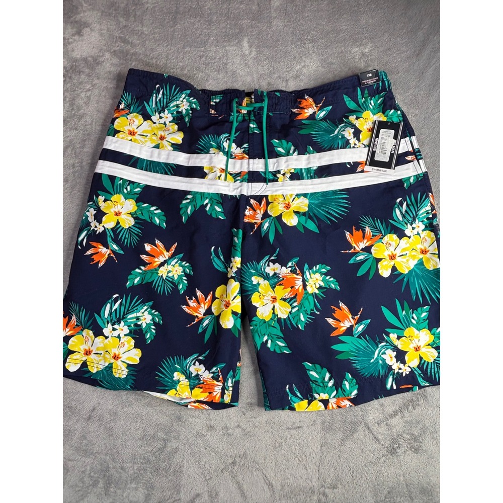 Roundtree & Yorke Swim Trunks Mens 1XB Blue Tropical Floral Board Shorts NEW